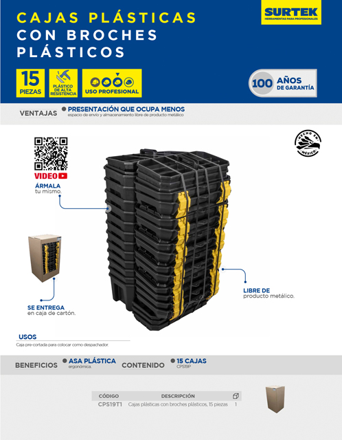 Surtek CPS19T1 CPS19T1 TRUPER Caja portaherramientas plástica con