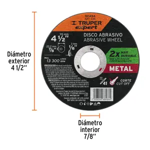 Disco para corte de metal 4-1/2