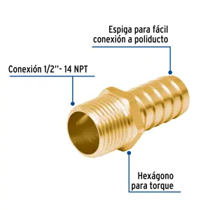 Adaptador macho de latón 1/2