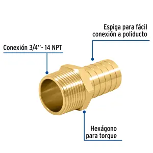 Adaptador macho de latón 3/4