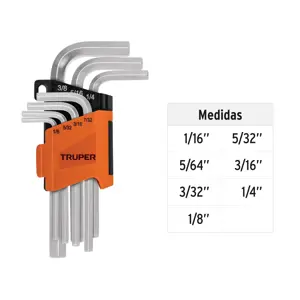 Truper Juego 7 llaves allen std punta hexagonal con organizador
