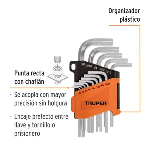 Truper Juego 13 llaves allen std punta hexagonal con organizador