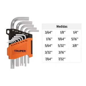 Truper Juego 13 llaves allen std punta hexagonal con organizador