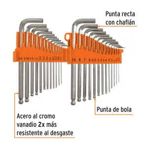 Truper Juego 25 llaves allen largas mixtas punta bola,organizador