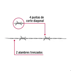 Rollo de alambre de púas 100m calibre 15.5, FIERO