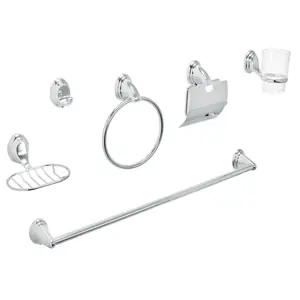 Foset Juego de 6 accesorios p/baño cromo chapetón ovalado, Aqua