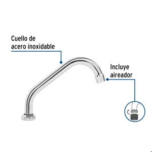 Foset Cuello corto para mezcladora de fregadero, cromo, Aqua