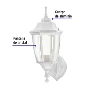 Volteck Arbotante tipo farol tradicional soportado p/exterior blanco