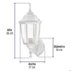 Volteck Arbotante tipo farol tradicional soportado p/exterior blanco