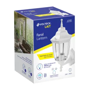 Volteck Arbotante tipo farol tradicional soportado p/exterior blanco