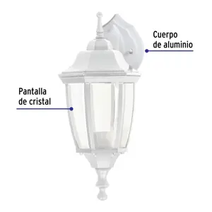 Volteck Arbotante tipo farol tradicional suspendido p/exterior, bco.