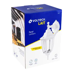 Volteck Arbotante tipo farol tradicional suspendido p/exterior, bco.