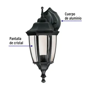 Volteck Arbotante tipo farol tradicional suspendido p/exterior negro