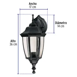 Volteck Arbotante tipo farol tradicional suspendido p/exterior negro