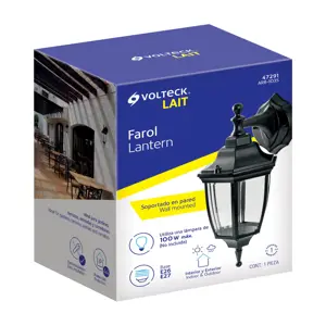 Volteck Arbotante tipo farol tradicional suspendido p/exterior negro