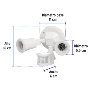 Volteck Arbotante blanco c/sensor movimiento, lámparas no incluidas