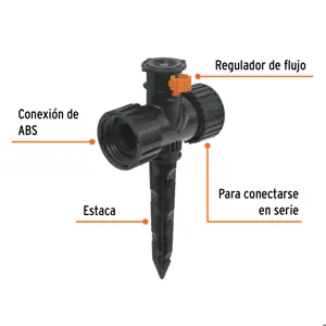 Mini aspersor plástico, dos vias, irrigacion 360°, Truper