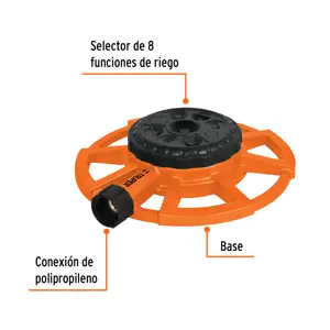 Aspersor base metálica, con 8 funciones, Truper