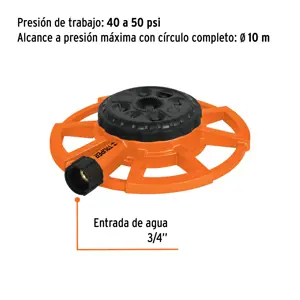 Aspersor base metálica, con 8 funciones, Truper