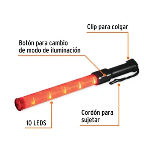 Truper Bastón luminoso de 53 cm con luz LED y clip para cinturón