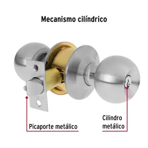 Hermex Cerradura tipo esfera, cilíndrico, entrada, cromo, Basic