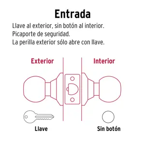 Hermex Cerradura tipo esfera, cilíndrico, entrada, cromo, Basic