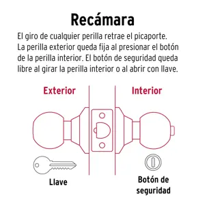 Hermex Cerradura tipo esfera, cilíndrico, recámara, cromo, Basic