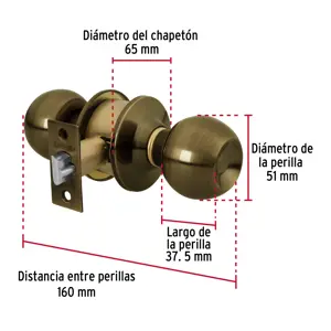 Hermex Cerradura tipo esfera, cilíndrico, entrada, antiguo, Basic