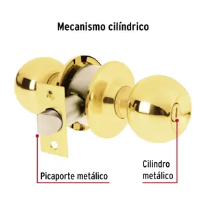 Hermex Cerradura tipo esfera, cilíndrico, baño, brillante, Basic