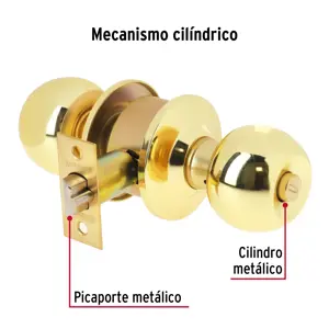 Hermex Cerradura tipo esfera cilíndrico, recámara, brillante, Basic