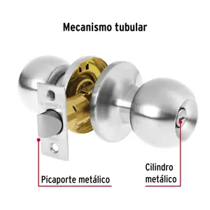 Cerradura tipo esfera, tubular, baño, cromo, Hermex Basic