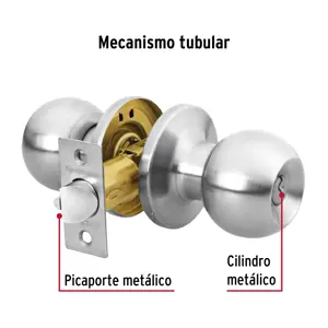 Hermex Cerradura tipo esfera, tubular, recámara, cromo, Basic