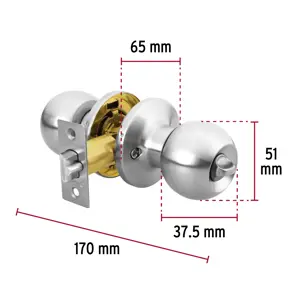 Hermex Cerradura tipo esfera, tubular, recámara, cromo, Basic