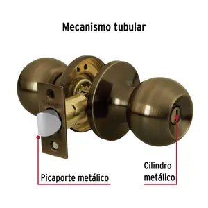 Cerradura tipo esfera, tubular, baño, antiguo, Hermex Basic