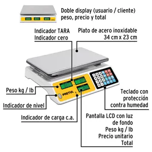 Báscula electrónica multifunciones 40 kg, Pretul