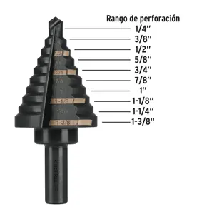 Broca escalonada óxido negro 10escalones 1/4 a 1-3/8