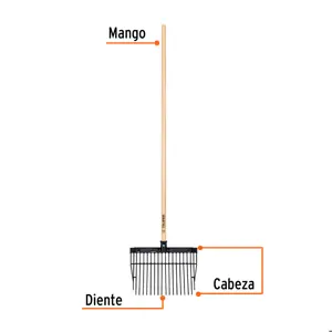 Truper Bieldo para estiércol 16 dientes, mgo largo 54