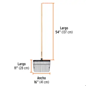 Truper Bieldo para estiércol 16 dientes, mgo largo 54