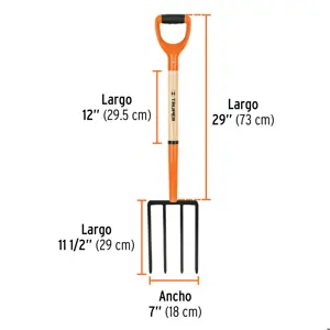 Truper Bieldo para jardín, 4 dientes cuadrados, mgo 29