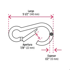 Bandola mosquetón de acero 1/2