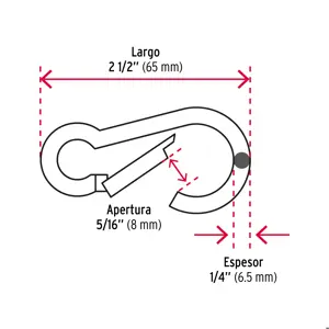 Bandola mosquetón de acero 1/4