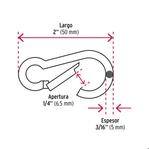 Bandola mosquetón de acero 3/16