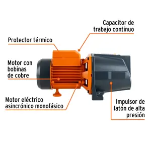 Bomba eléctrica tipo jet para agua, hierro, 1/2 HP, Truper