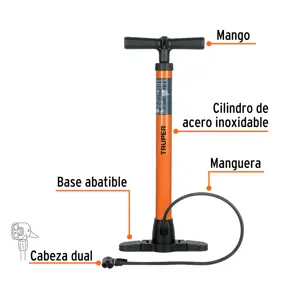 Bomba manual para inflar, 100 PSI, TRUPER