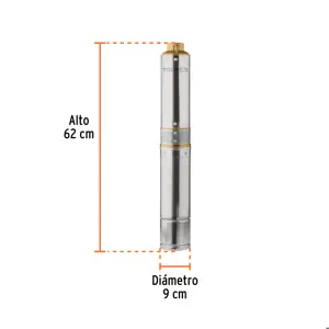 Bomba sumergible, tipo bala, 1/2 HP, agua limpia, Truper