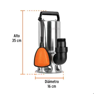 Bomba sumergible acero inoxidable, agua sucia, 1HP, Truper