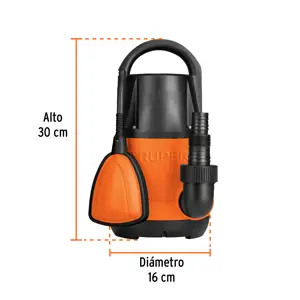 Bomba sumergible plástica, 3/4 HP para agua limpia, Truper