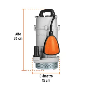 Bomba sumergible cubierta aluminio,agua limpia,3/4HP, TRUPER