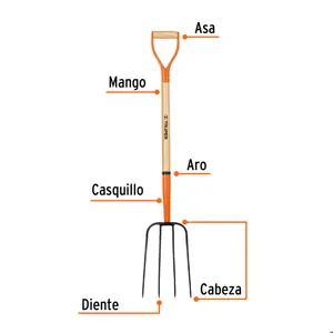 Bieldo para paja, 4 dientes, mgo 34