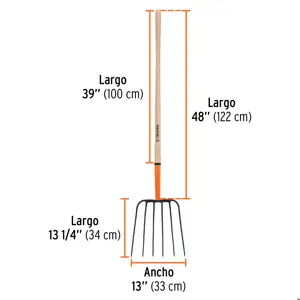 Bieldo para paja, 6 dientes, mgo largo 48